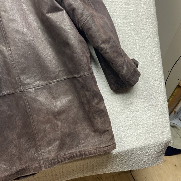 Nickelson Leather Men Sz M Aviator Leather Brown Jacket Sherpa Fleece Lined Read - Picture 14 of 16